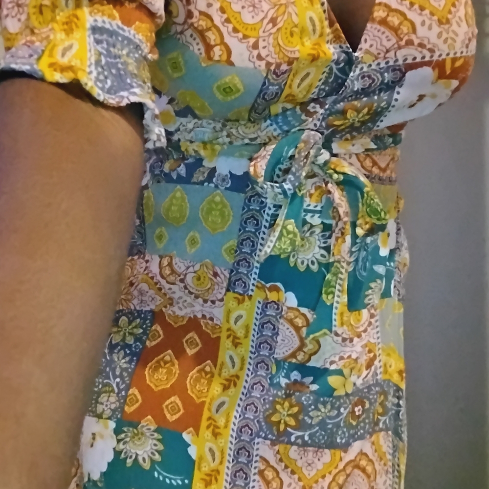 Chelsea & Violet Multicolor Patchwork Maxi Dress - image 1